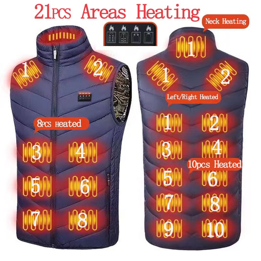 21 Areas Heated Vest Men Electric Heating Vest Usb Heated Jacket Heated Vest Women Heated Bodywarmer Heated down Jacket Winter