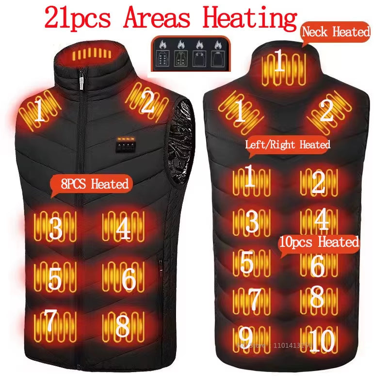 21 Areas Heated Vest Men Electric Heating Vest Usb Heated Jacket Heated Vest Women Heated Bodywarmer Heated down Jacket Winter