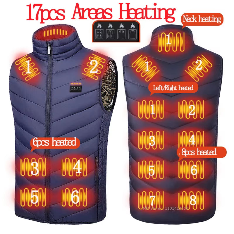 21 Areas Heated Vest Men Electric Heating Vest Usb Heated Jacket Heated Vest Women Heated Bodywarmer Heated down Jacket Winter