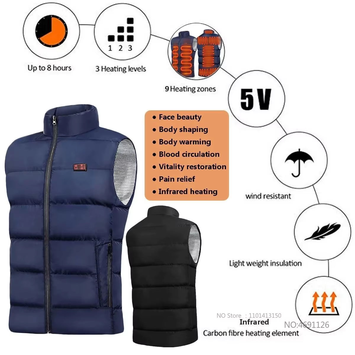 21 Areas Heated Vest Men Electric Heating Vest Usb Heated Jacket Heated Vest Women Heated Bodywarmer Heated down Jacket Winter
